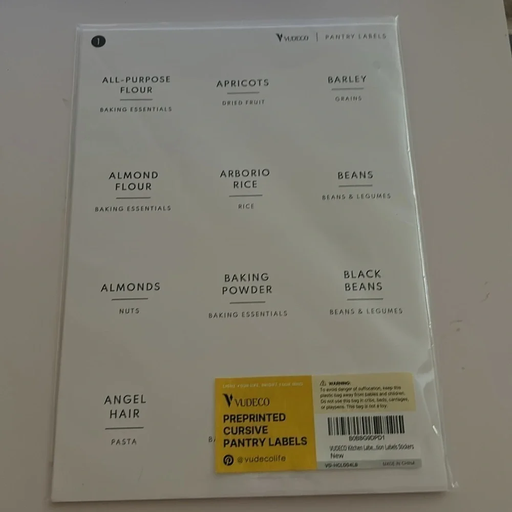 Kitchen Preprinted Pantry Labels /140 pieces / BRAND NEW